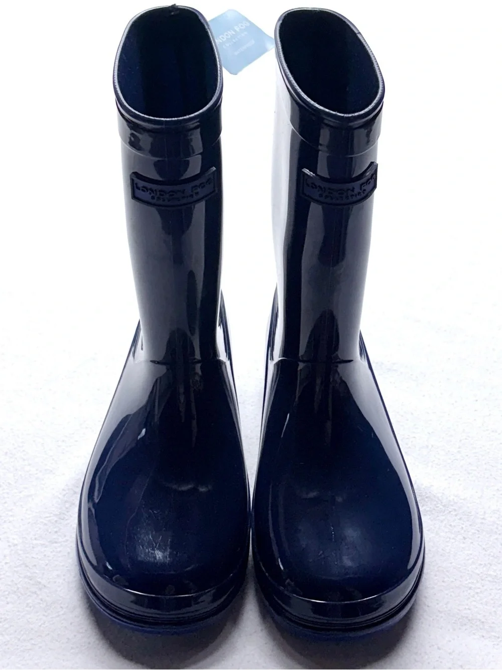 London Fog Sean Y Rain Boots Kids 3 Navy Waterproof NWT